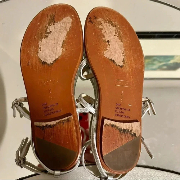 Gently Worn COACH Geralynn Silver Leather Sandals. - Picture 6 of 6